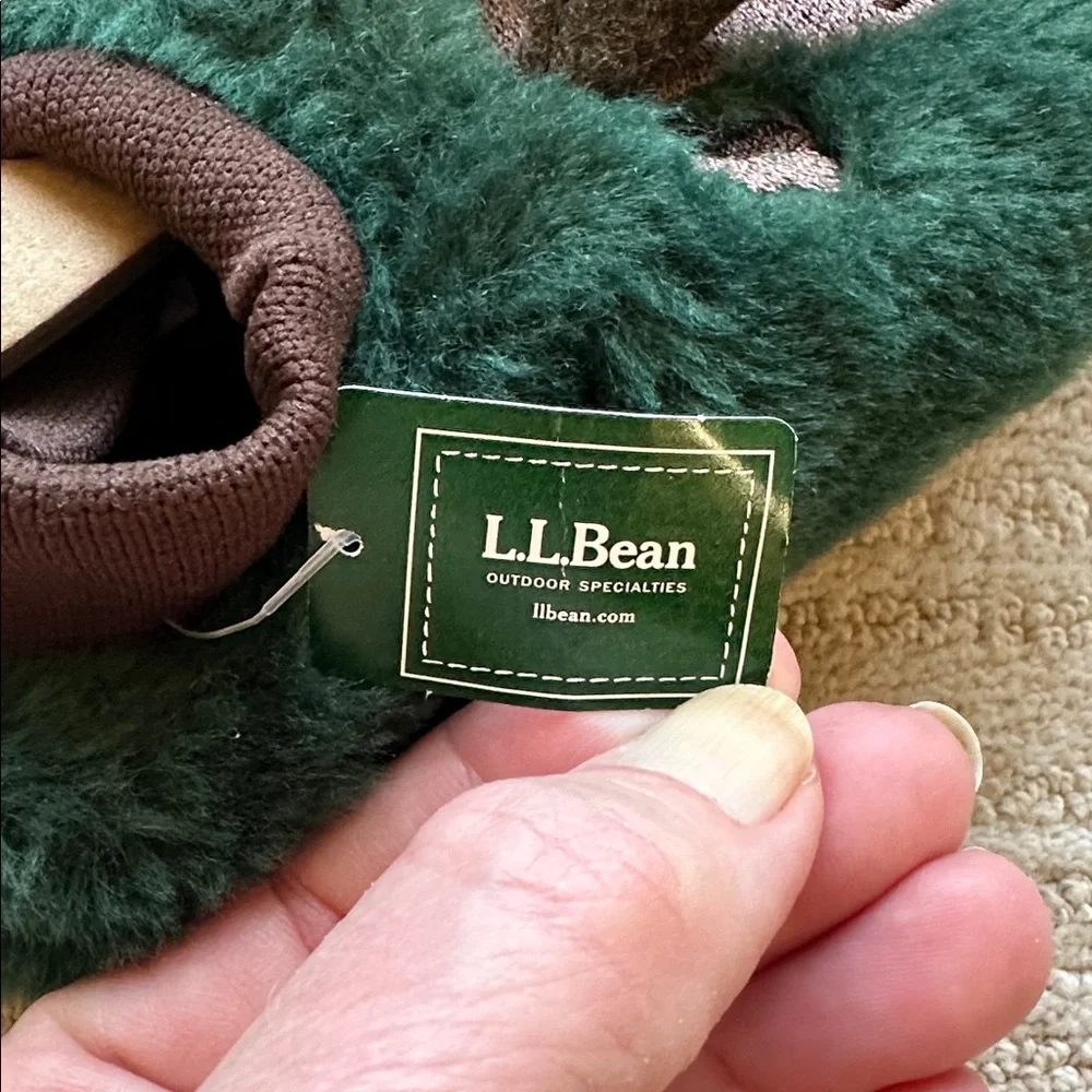 NWT L.L. Bean Toddler Animal Paws Slippers Maine Moose Green Brown  Size 9-10